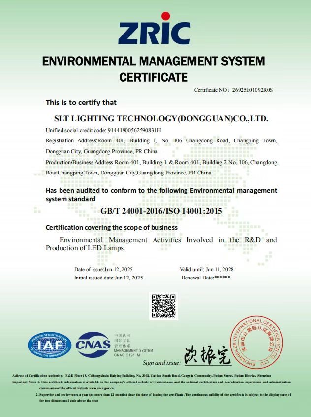 ISO 14001:2015 environmental management system certificate 26923E01092R0S, valid until June 11, 2028